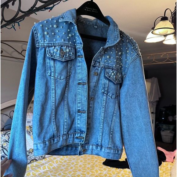 Etsy Embroidered Jean Jacket, Pearl Denim size medium - Picture 2 of 7